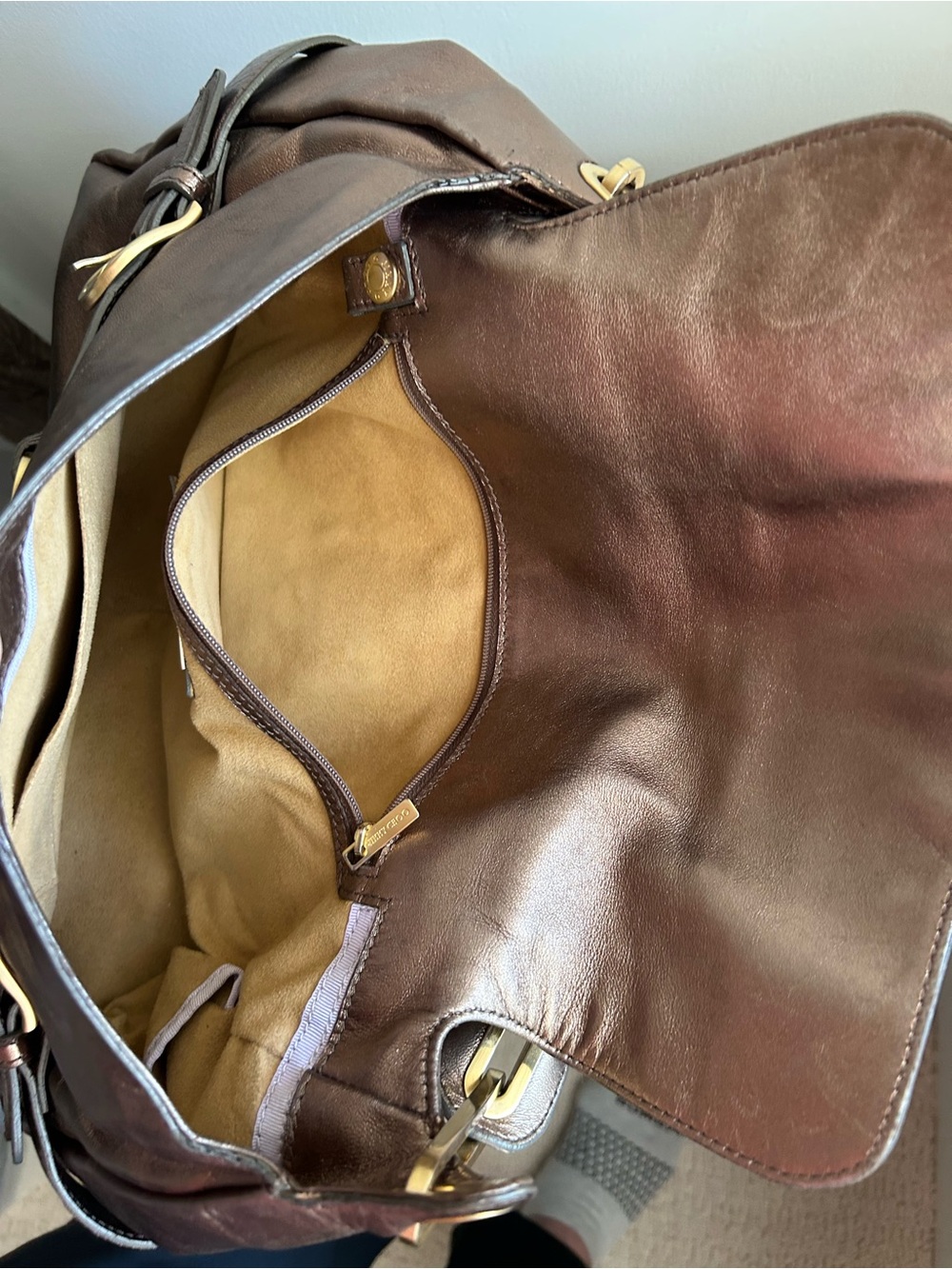 Jimmy Choo Classic Metallic Bronze Leather Tulita Hobo  Shoulder Bag - Picture 6 of 12